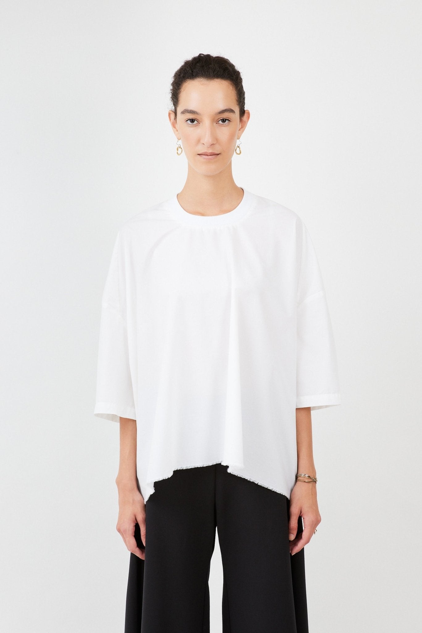 Poplin T-Shirt – Sustainable, Zero-Waste Cotton, Minimalist Design | White - Maison Marron et amis