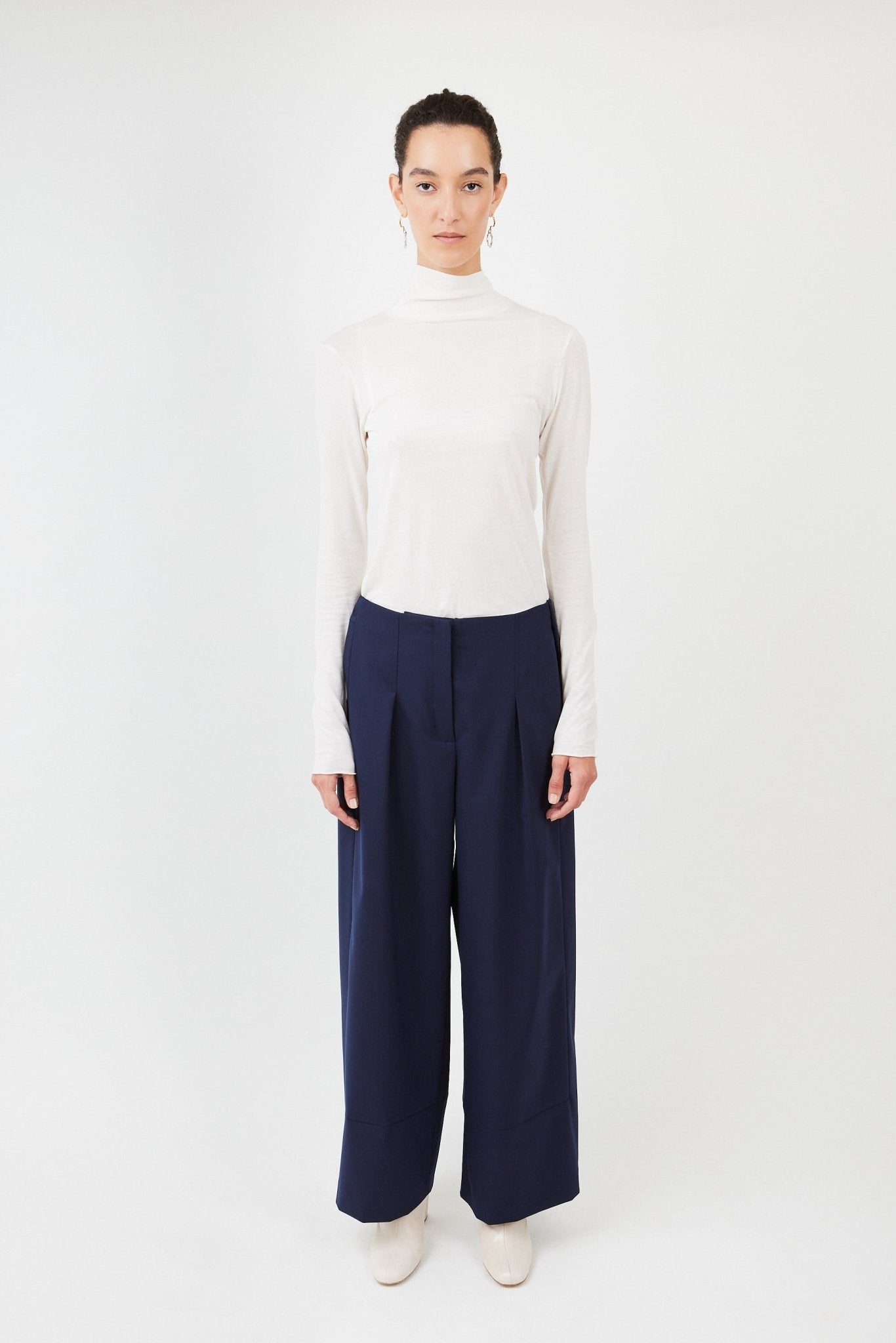 Suit Pants Half Waistband | Navy - Maison Marron et amis