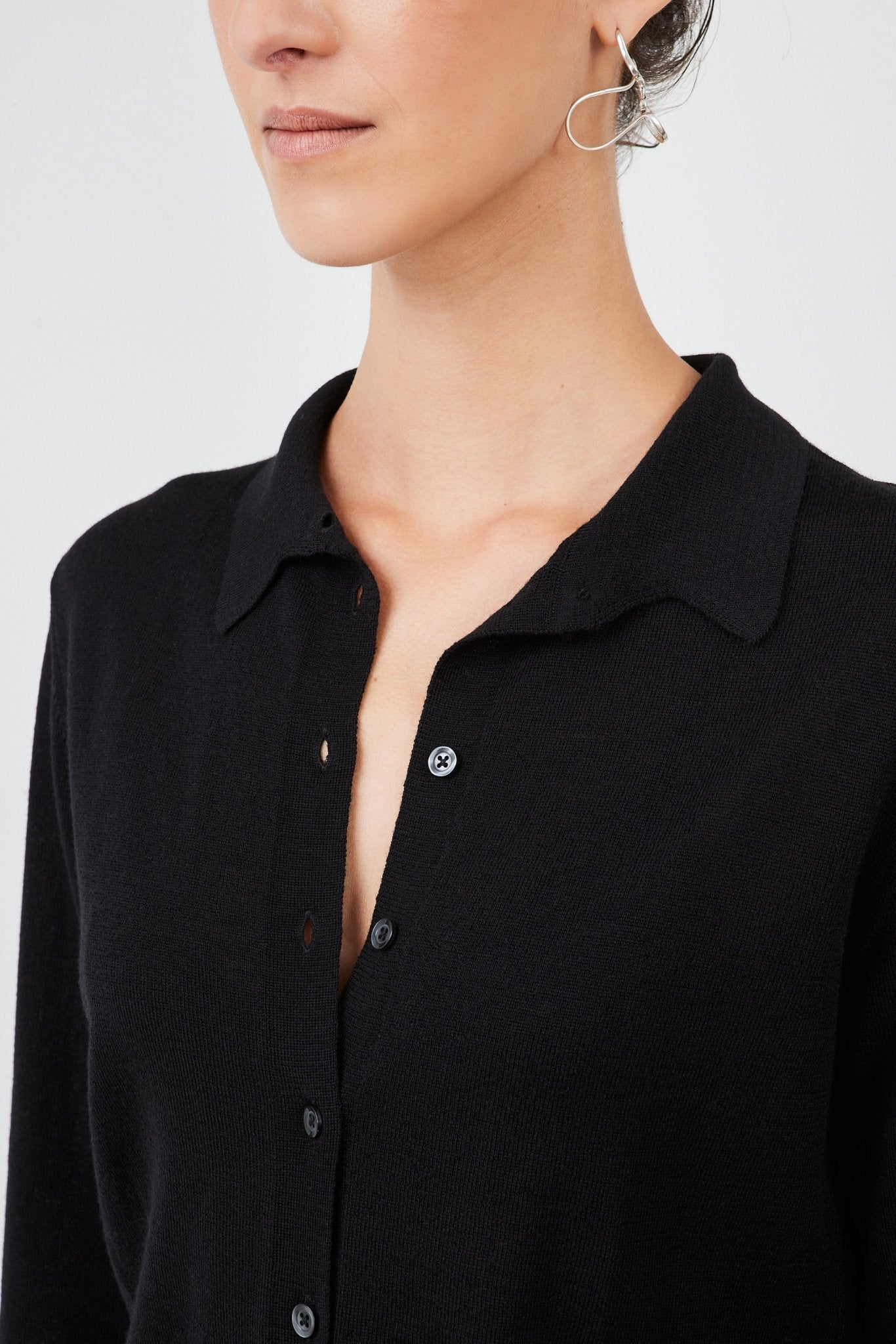 Super Fine Knitted Blouse – lightweight merino wool elegance | Black - Maison Marron et amis