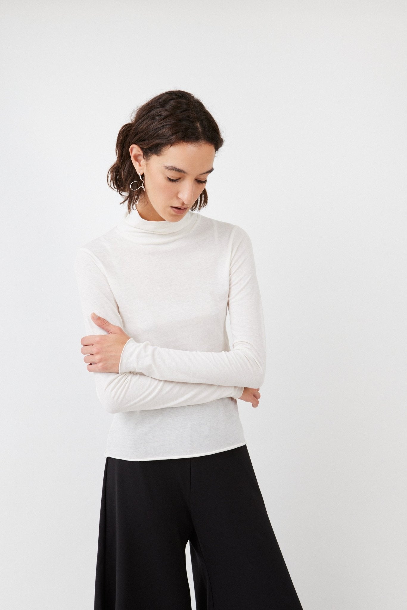Off-White Sheer Turtleneck made from 100% Organic Cotton- Maison Marron et amis