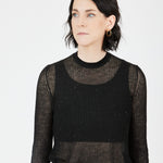 Ultra-light Merino wool ribbed crew neck sweater in Black– sustainable knitwear-Maison Marron et amis