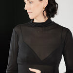 Sheer black turtleneck – 100% silk, sustainable, lightweight design- Maison Marron et amis