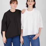 Poplin T-Shirt – Sustainable, Zero-Waste Cotton, Minimalist Design| White and Black - Maison Marron et amis