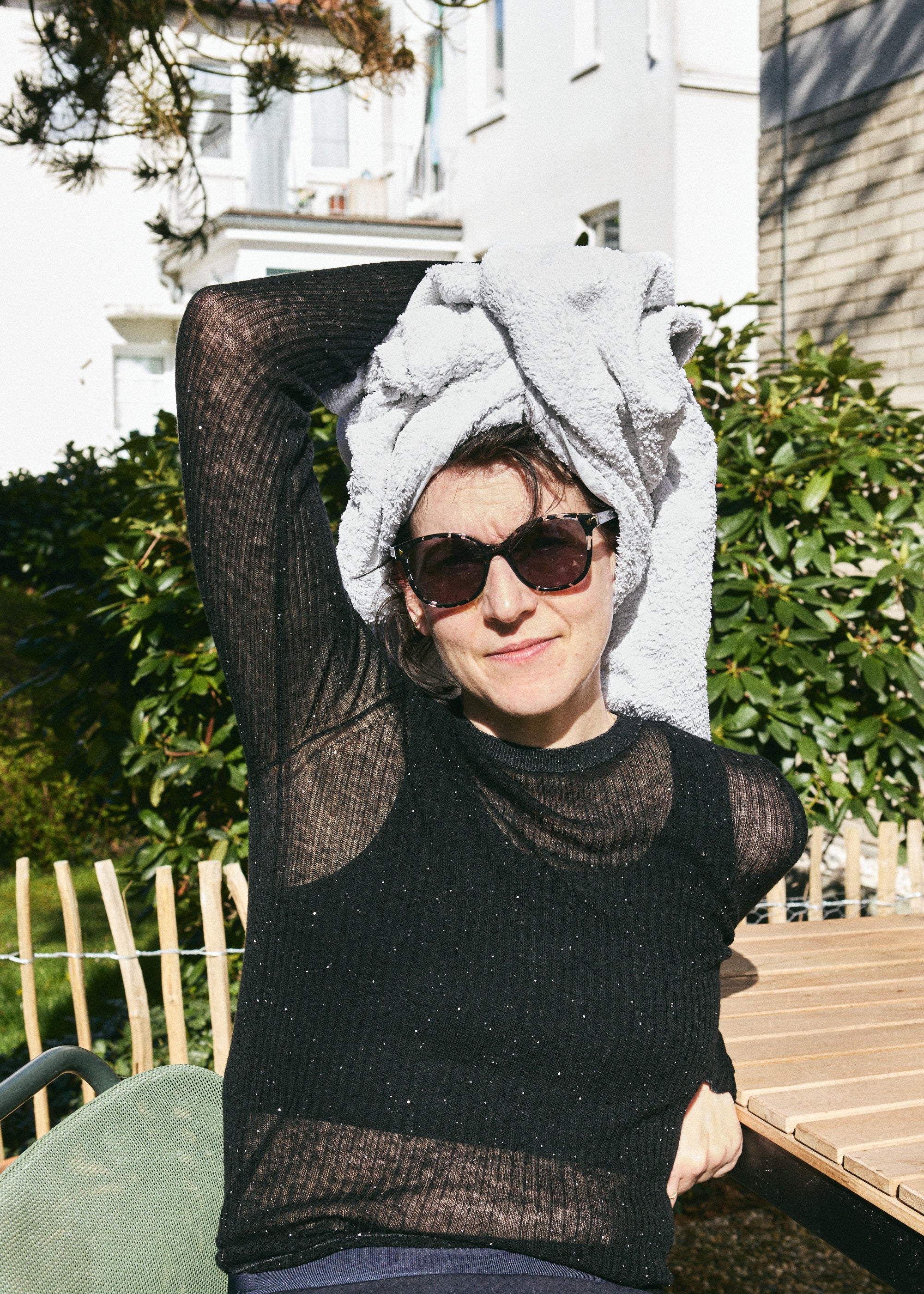 Sequin Rib Pullover Black — RWS merino wool, subtle shimmer — Maison Marron et amis
