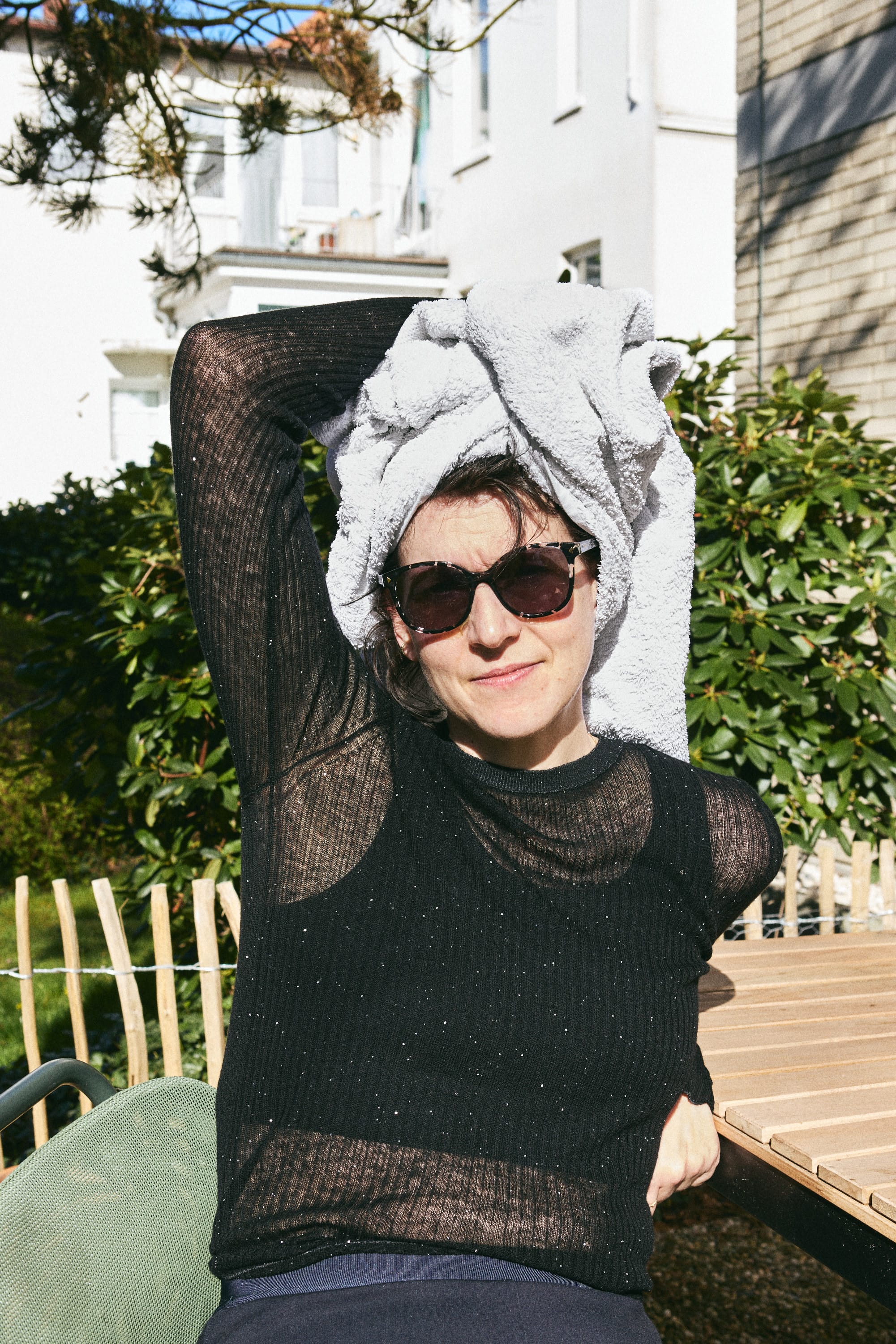 Sequin Rib Pullover Black — RWS merino wool, subtle shimmer — Maison Marron et amis