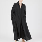 Midi Shirt Dress Lightweight Black — 100% Cupro, three ways to wear — Maison Marron et amis