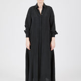 Midi Shirt Dress Lightweight Black — side view — Maison Marron et amis
