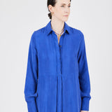 Midi Shirt Dress Lightweight Ultramarine — hidden button placket, with pockets — Maison Marron et amis