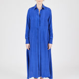 Midi Shirt Dress Lightweight Ultramarine — 100% Cupro, three ways to wear — Maison Marron et amis