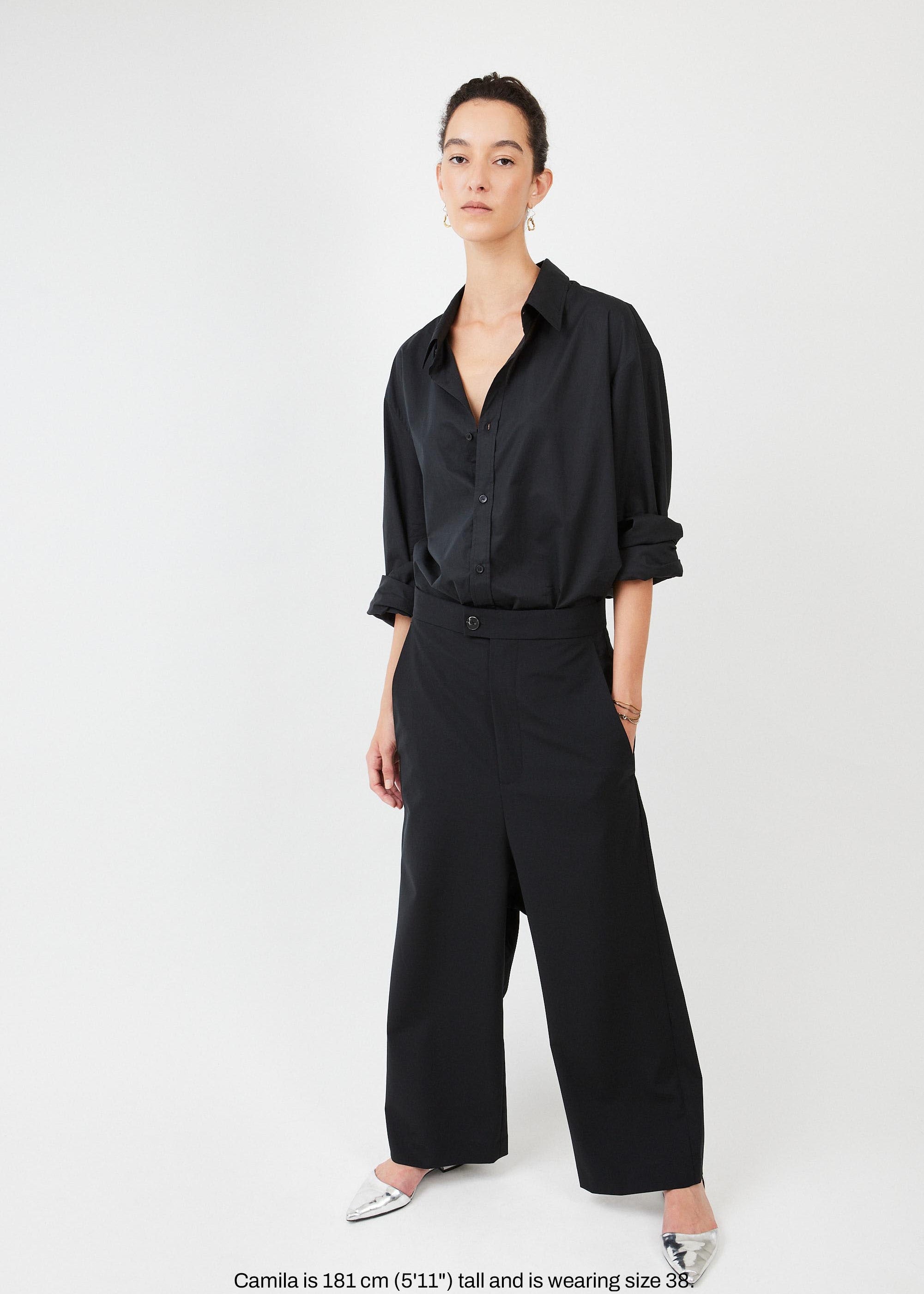 Low Crotch Trousers  – tailored fit with relaxed silhouette| Black - Maison Marron et amis