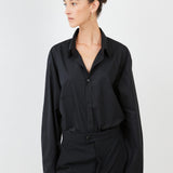 Triangle Shirt Cotton Poplin Black — oversized, three ways to wear — Maison Marron et amis