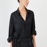 Triangle Shirt Cotton Poplin Black — menswear-inspired silhouette — Maison Marron et amis