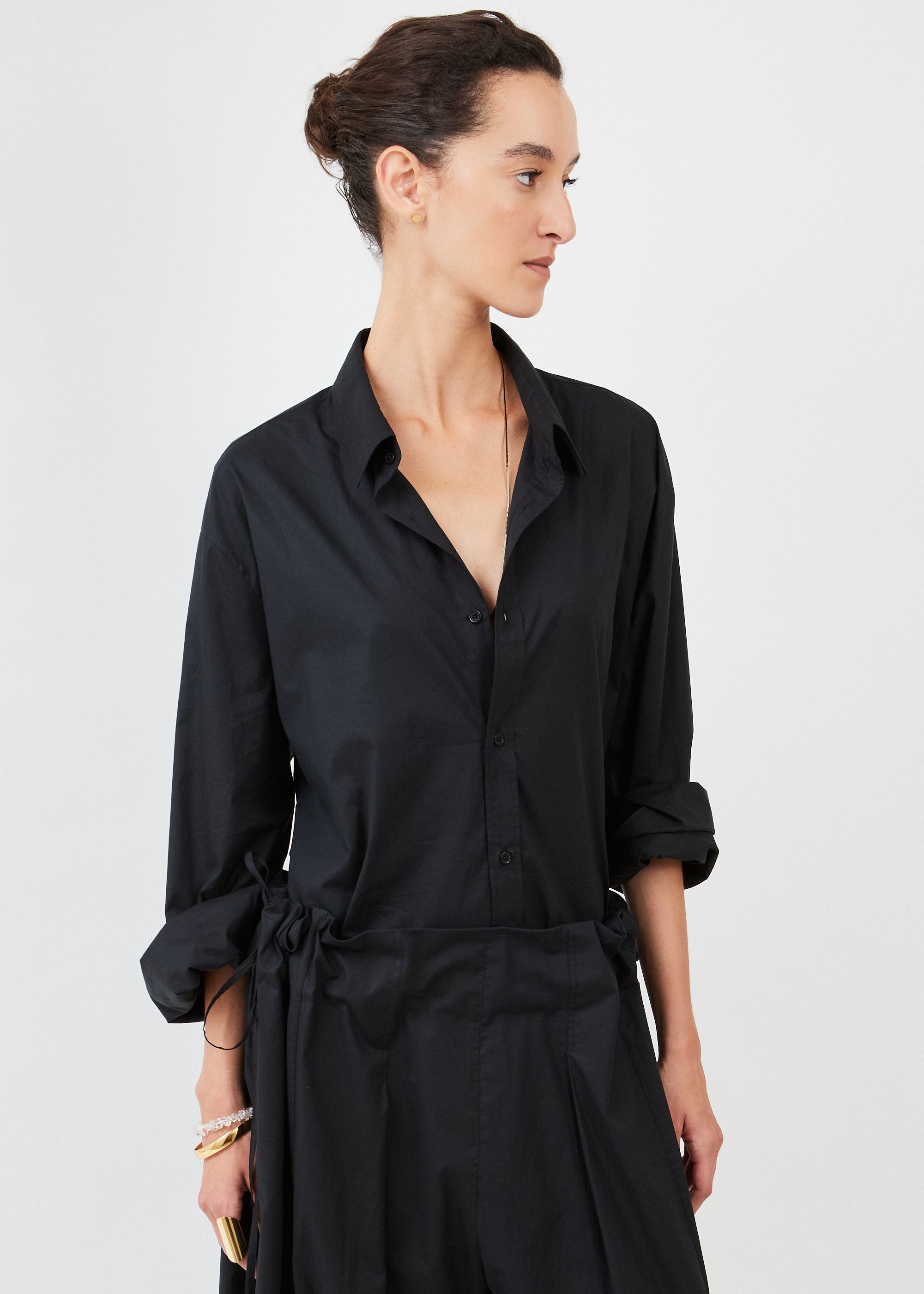 Triangle Shirt Cotton Poplin Black — menswear-inspired silhouette — Maison Marron et amis