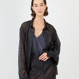 Triangle Shirt Silk Cotton Black — Italian silk-cotton blend, softly transparent — Maison Marron et amis