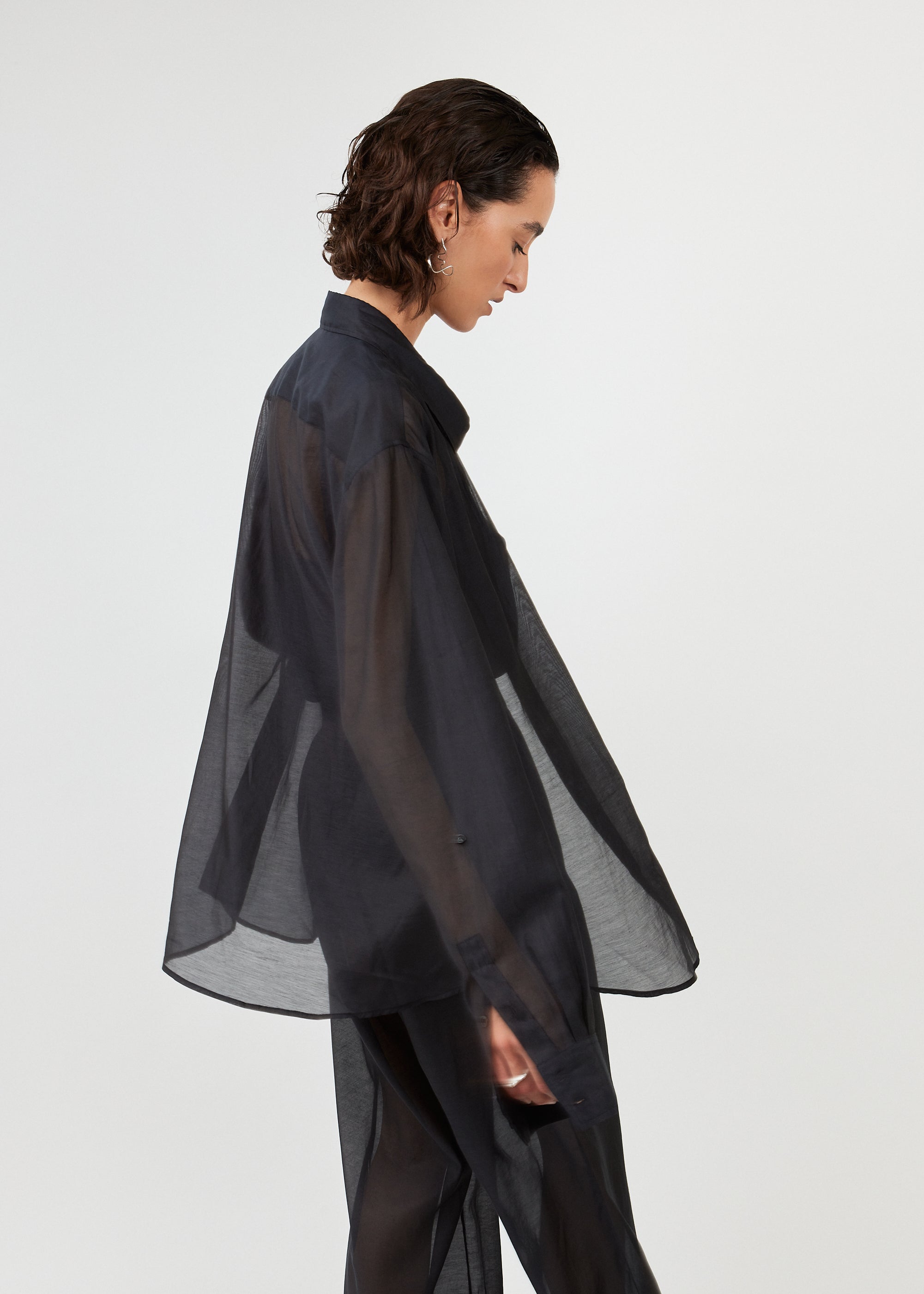 Triangle Shirt Silk Cotton Black — lightweight, three ways to wear — Maison Marron et amis