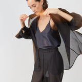 Triangle Shirt Silk Cotton Black — triangle sleeve detail open — Maison Marron et amis