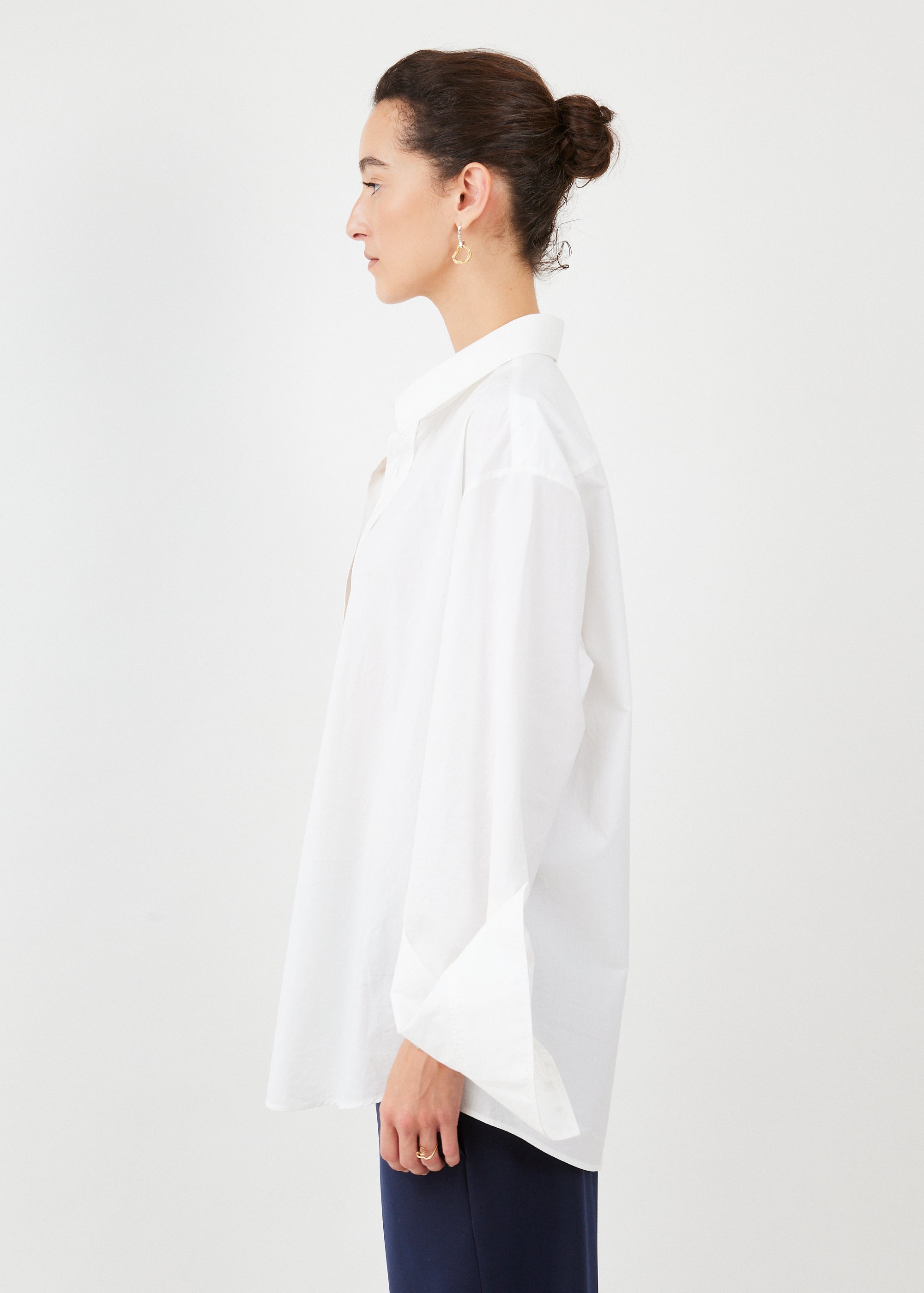 Triangle Shirt Cotton Poplin White — menswear-inspired silhouette — Maison Marron et amis
