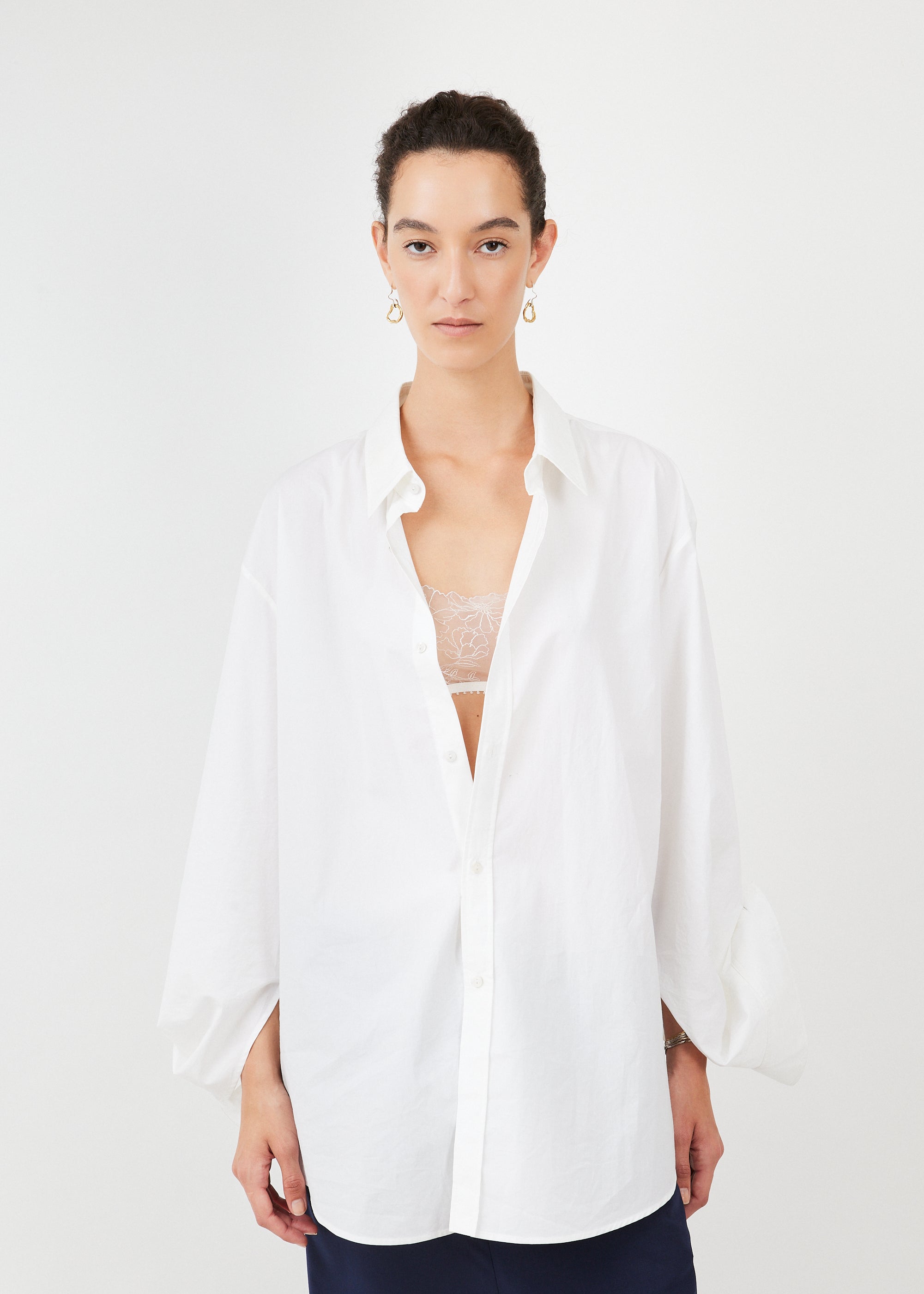 Triangle Shirt Cotton Poplin White — oversized, three ways to wear — Maison Marron et amis