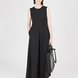 The Long Dress Interlock Black — simple cut, full length — Maison Marron et amis