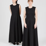 The Long Dress Interlock Black — fluid silhouette designed for movement — Maison Marron et amis
