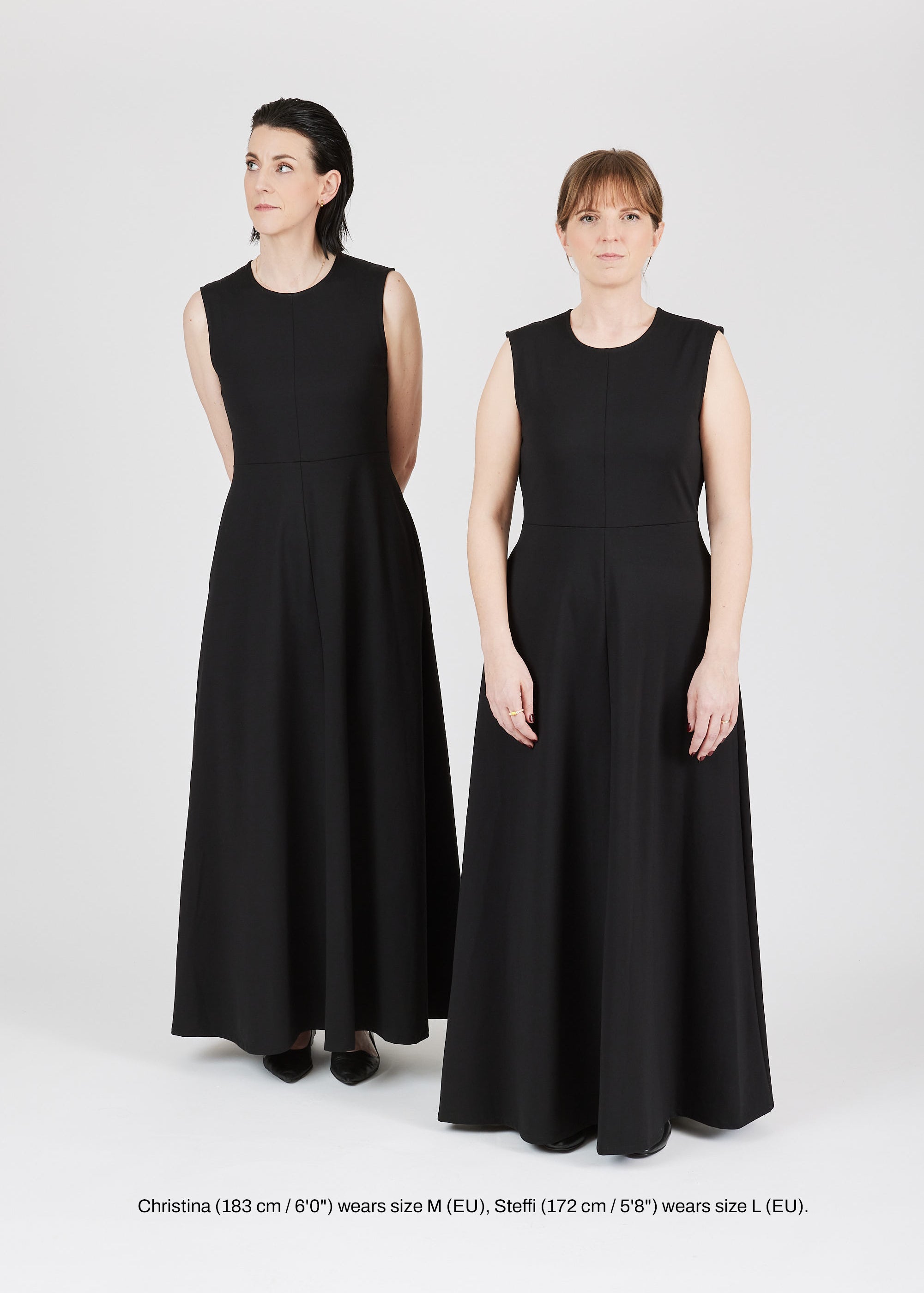 The Long Dress Interlock Black — fluid silhouette designed for movement — Maison Marron et amis