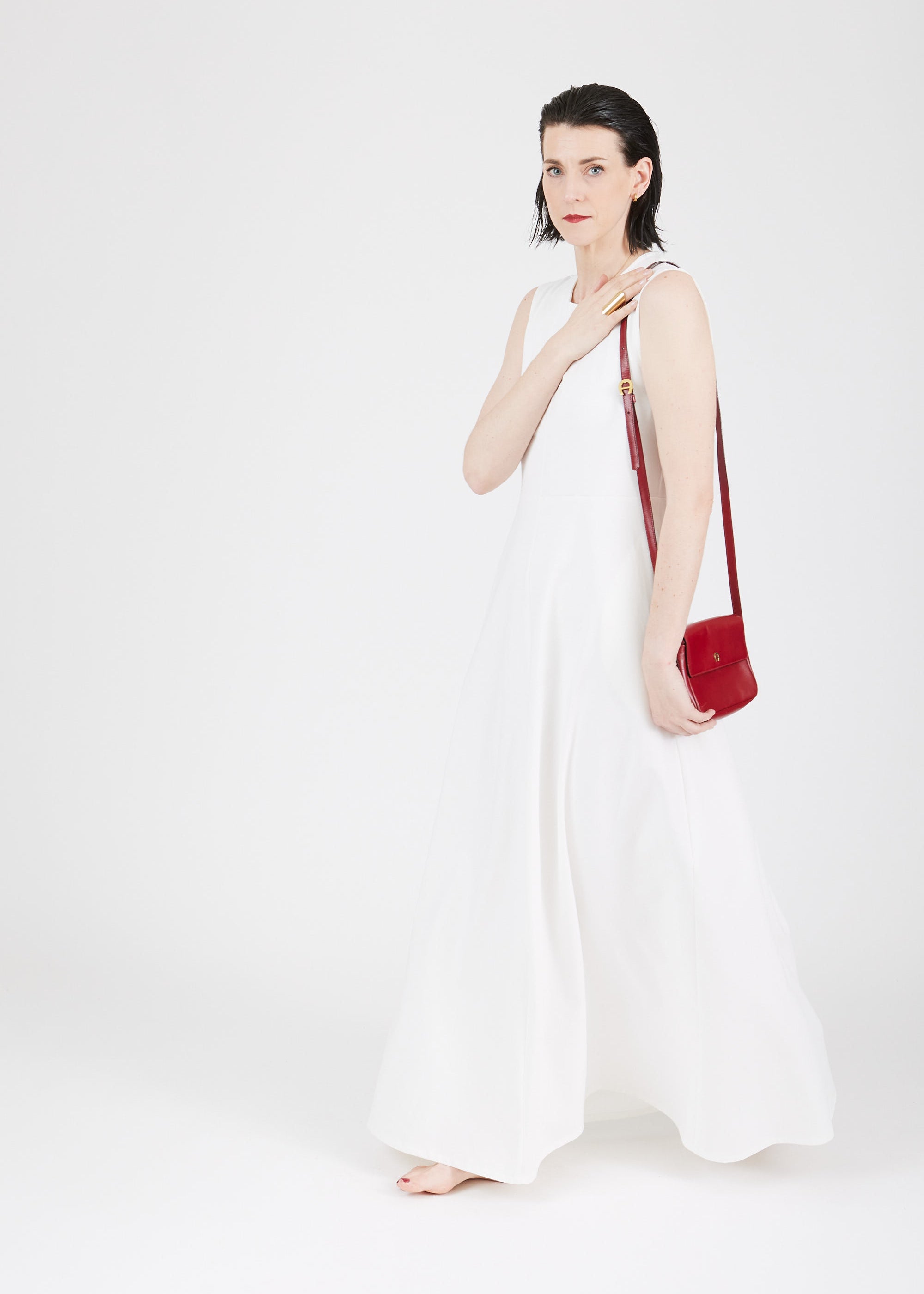 The Long Dress Interlock Off-white — designed for movement and presence — Maison Marron et amis