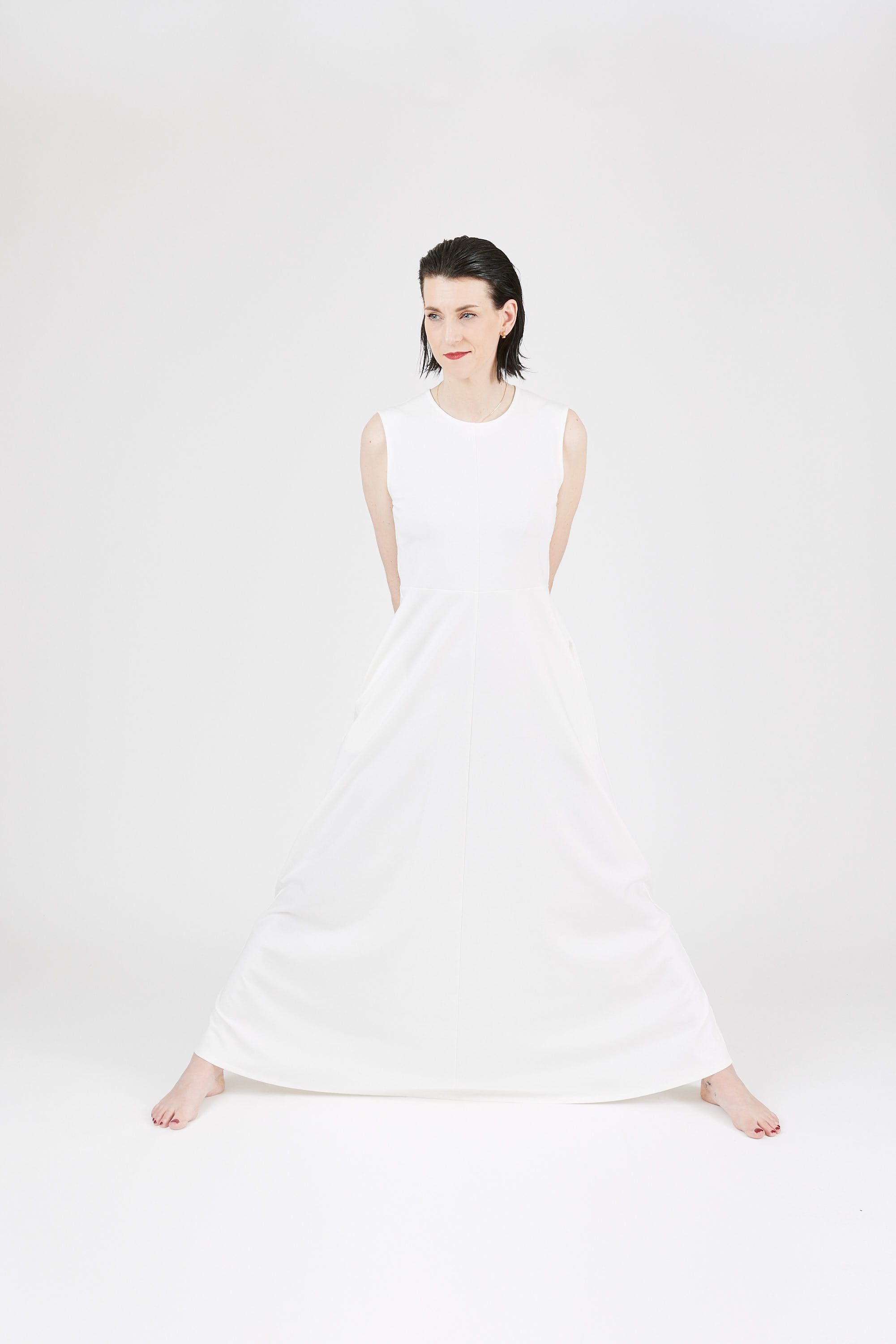 The Long Dress Interlock Off-white — detail view — Maison Marron et amis
