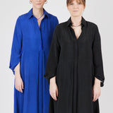 Midi Shirt Dress Lightweight — Cupro fabric detail — Maison Marron et amis