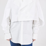 Shirt Cape open Construction White — elastic cuffs, hybrid silhouette — Maison Marron et amis