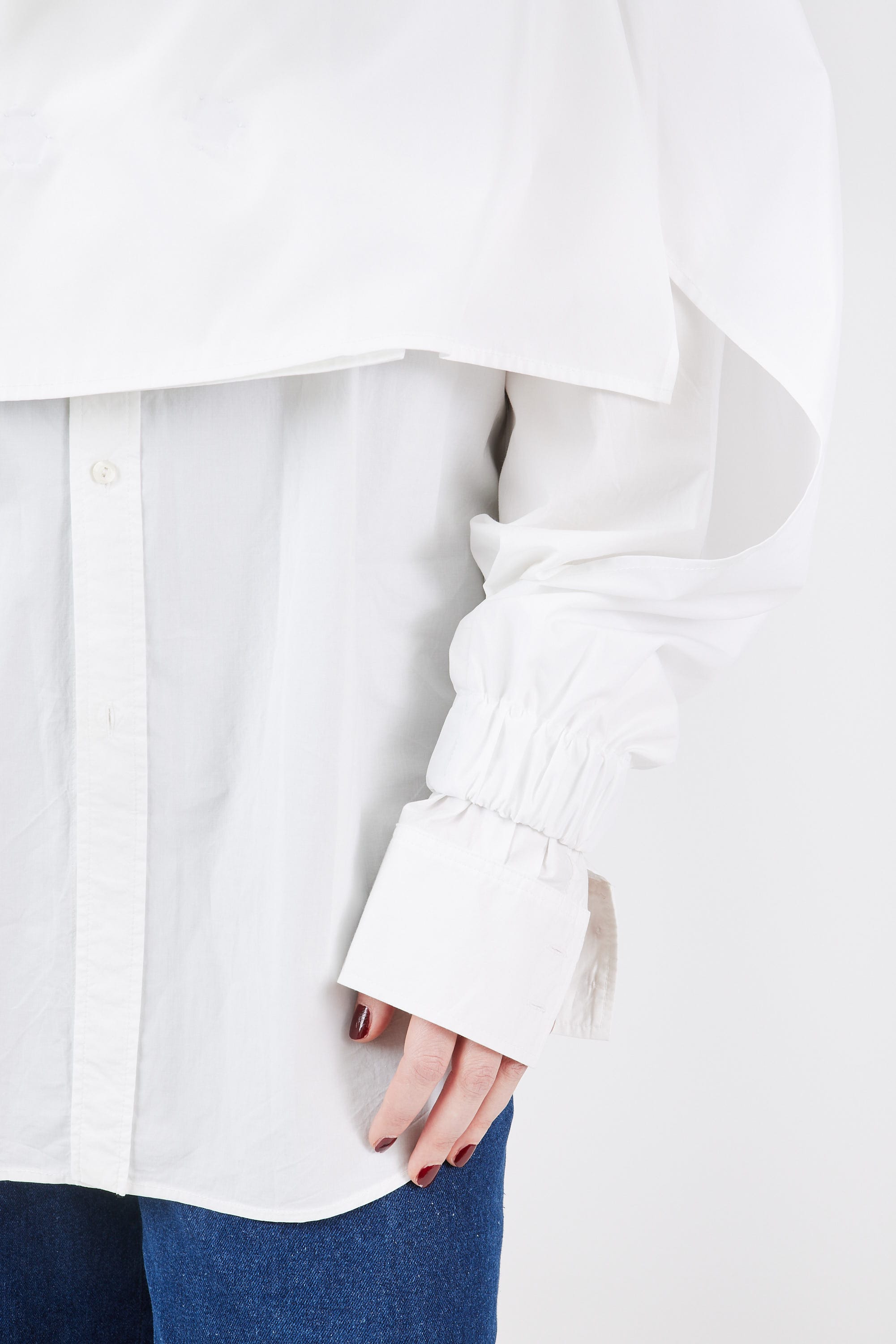 Shirt Cape open Construction White — structured elegance, fluid movement — Maison Marron et amis