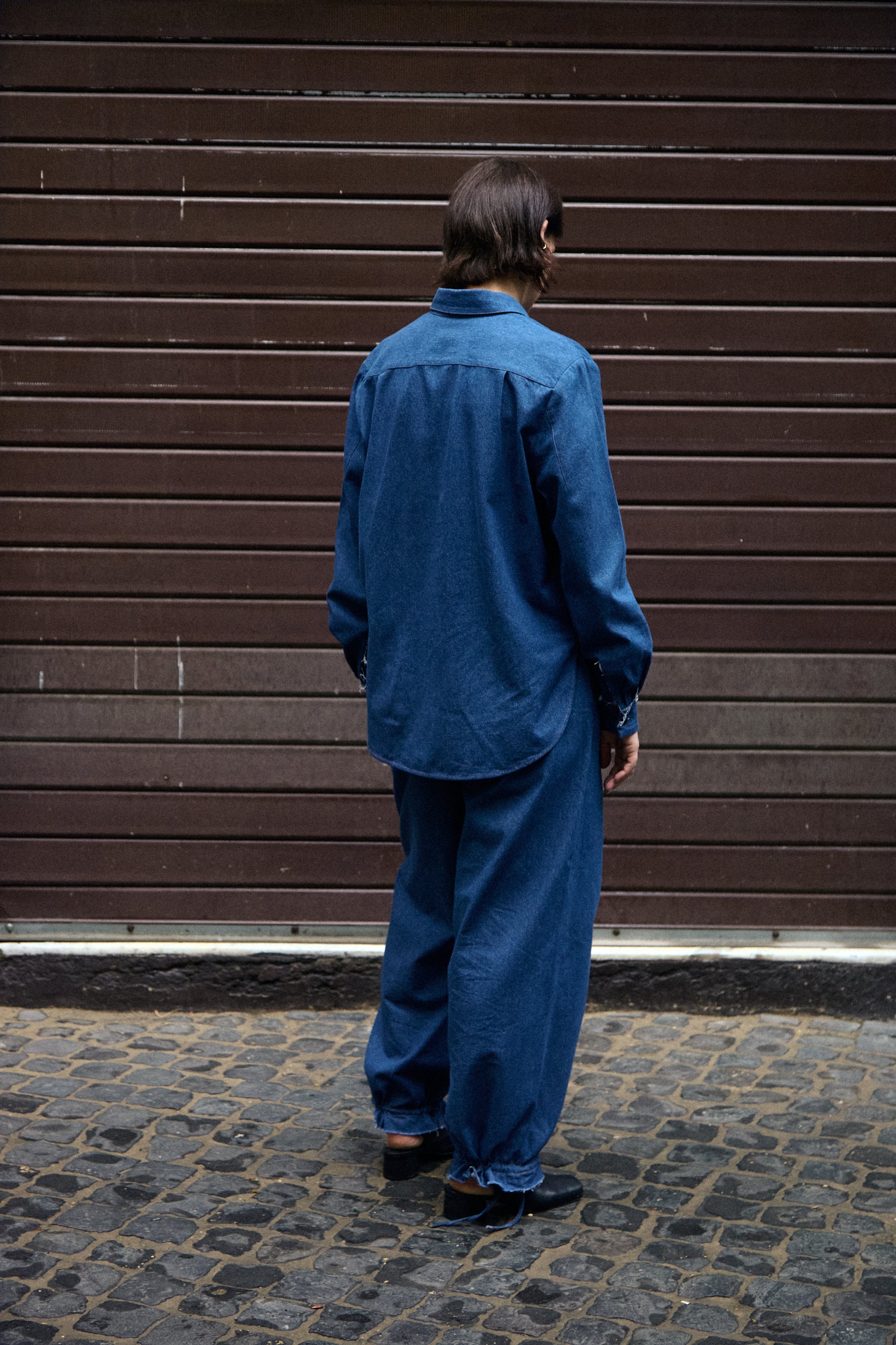 Denim Shirt, back view worn with the Denim n°1 Jeans - Maison Marron et amis