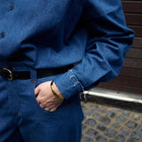Denim Shirt detail, raw cuff and belted waist - Maison Marron et amis