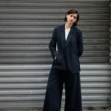Open Side Blazer in black worn open over a white shirt - Maison Marron et amis