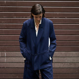 Open Side Blazer in navy with the straps tied at the waist - Maison Marron et amis
