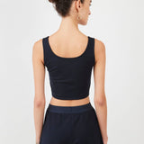 Sustainable Hybrid Top Bra in navy – breathable viscose blend, supportive & styles | Black - Maison Marron et amis