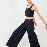 Comfortable Top Bra and Wide-Leg Trousers with Soft Drape & Tailored Waistband – Ideal for Performers | Navy - Maison Marron et amis