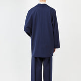 Reversible hybrid suit jacket for women in black with oversized fit and kimono-inspired sleeves, crafted from premium wool blend- Navy - Maison Marron et amis