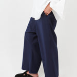 Low Crotch Trousers  – tailored fit with relaxed silhouette| Navy - Maison Marron et amis