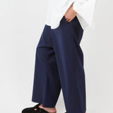 Low Crotch Trousers  – tailored fit with relaxed silhouette| Navy - Maison Marron et amis