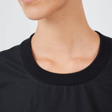 Classic ribbed collar on black poplin T-shirt – luxury meets sustainability- Maison Marron et amis