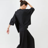 Premium poplin cotton fabric – soft, structured, and sustainable.| Black - Maison Marron et amis