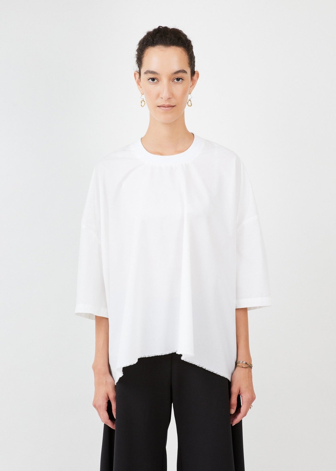 Poplin T-Shirt – Sustainable, Zero-Waste Cotton, Minimalist Design | White - Maison Marron et amis