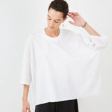 Poplin T-Shirt – Sustainable, Zero-Waste Cotton, Minimalist Design | White - Maison Marron et amis