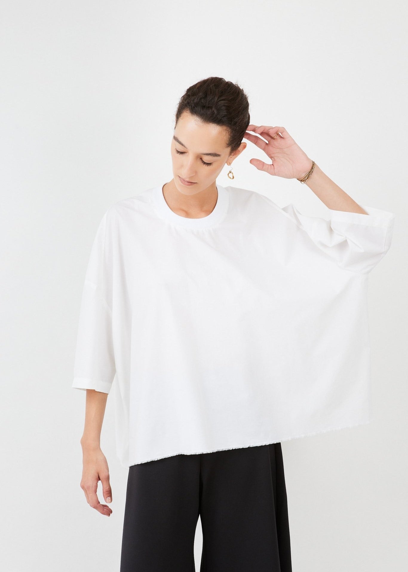 Poplin T-Shirt – Sustainable, Zero-Waste Cotton, Minimalist Design | White - Maison Marron et amis