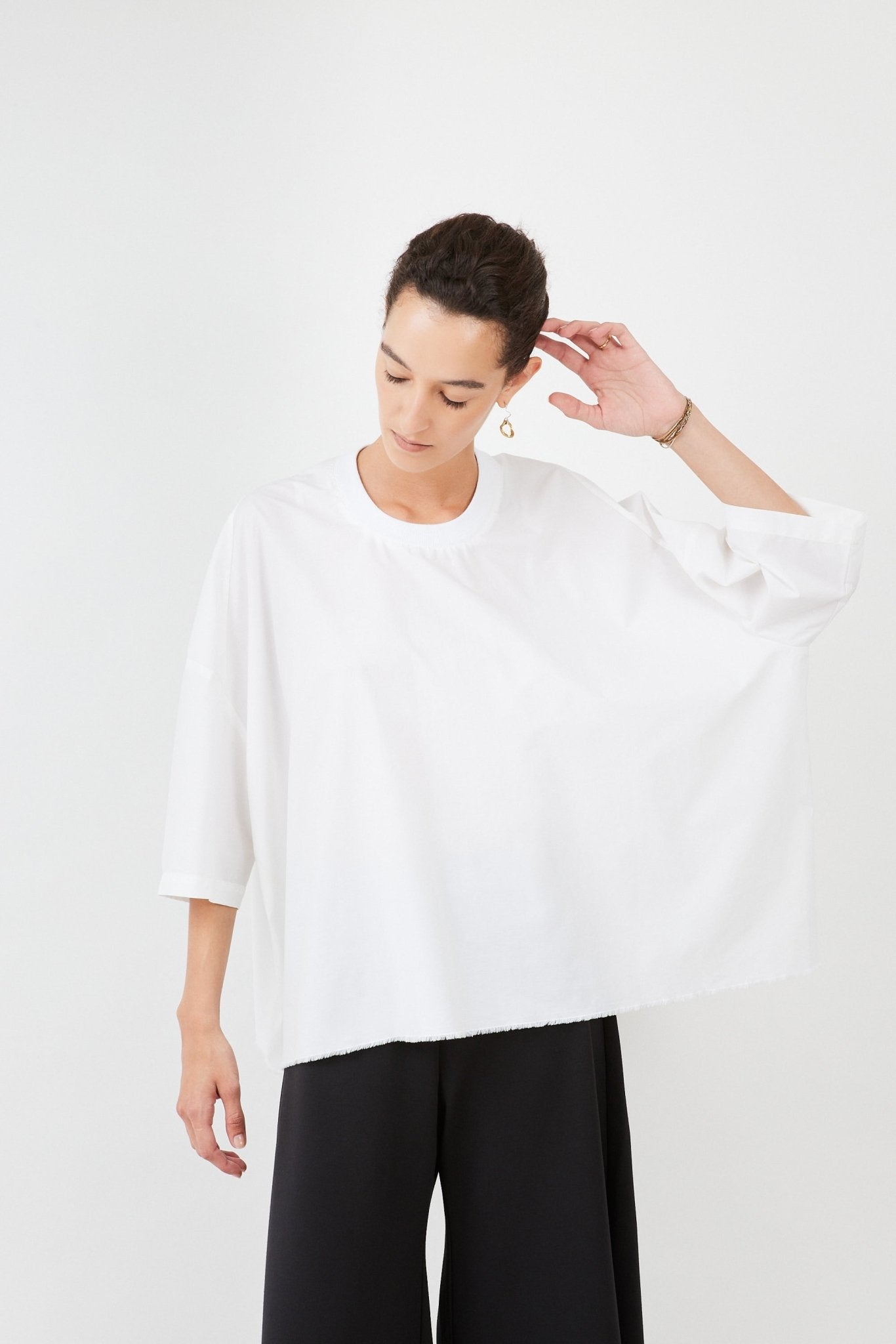 Poplin T-Shirt – Sustainable, Zero-Waste Cotton, Minimalist Design | White - Maison Marron et amis