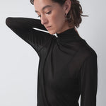 Sheer black turtleneck – 100% silk, sustainable, lightweight design- Maison Marron et amis