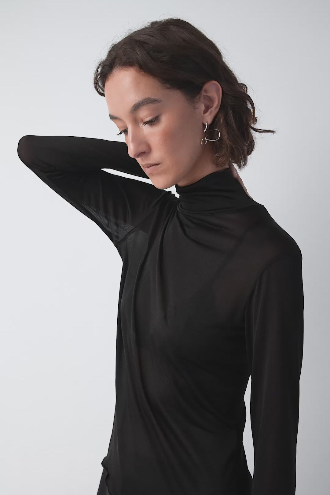 Sheer black turtleneck – 100% silk, sustainable, lightweight design- Maison Marron et amis