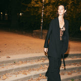 Minimalist Black Suit Pants with Front Pleats & Elegant Silhouette - Maison Marron et amis
