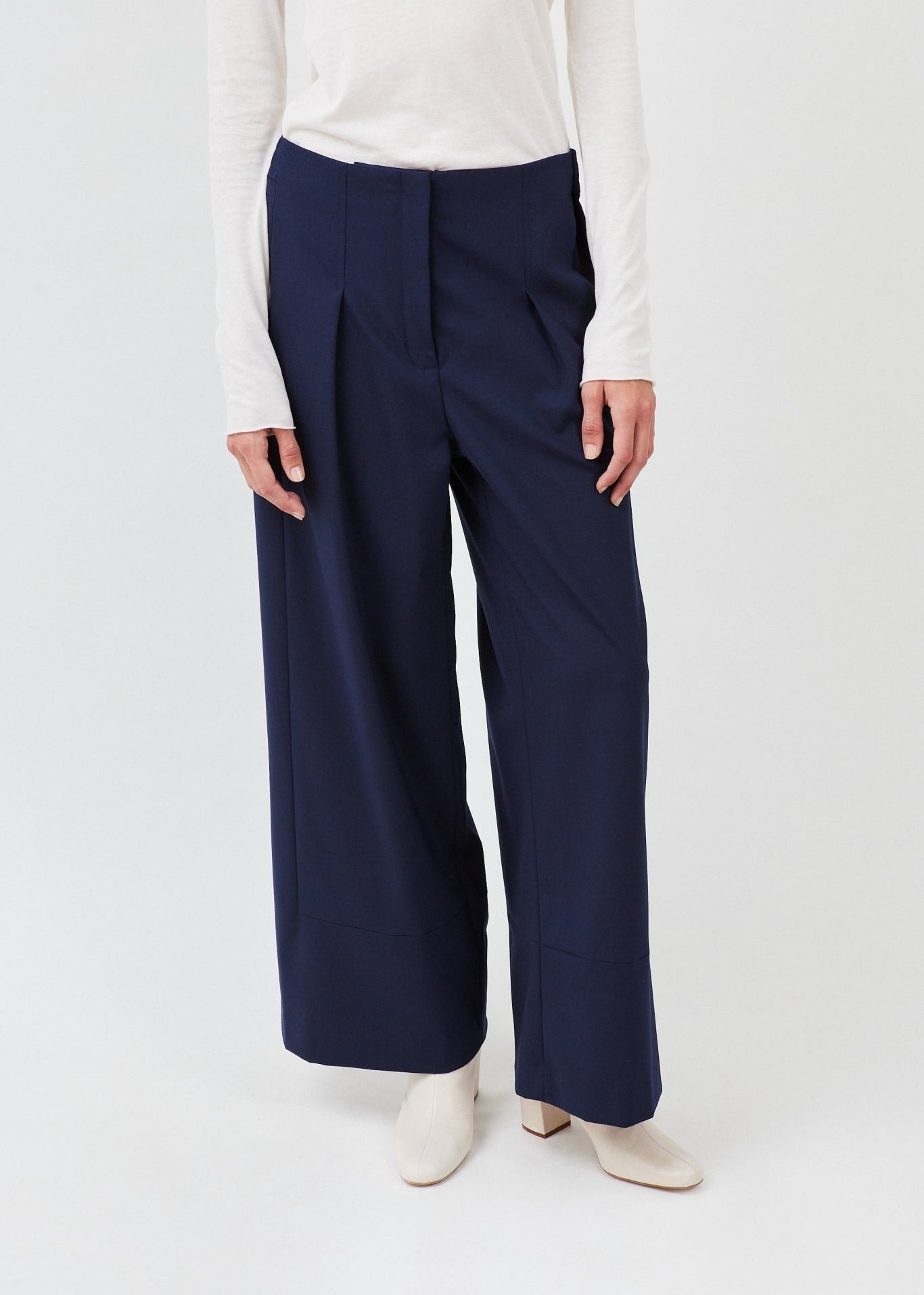 Suit Pants Half Waistband | Navy - Maison Marron et amis