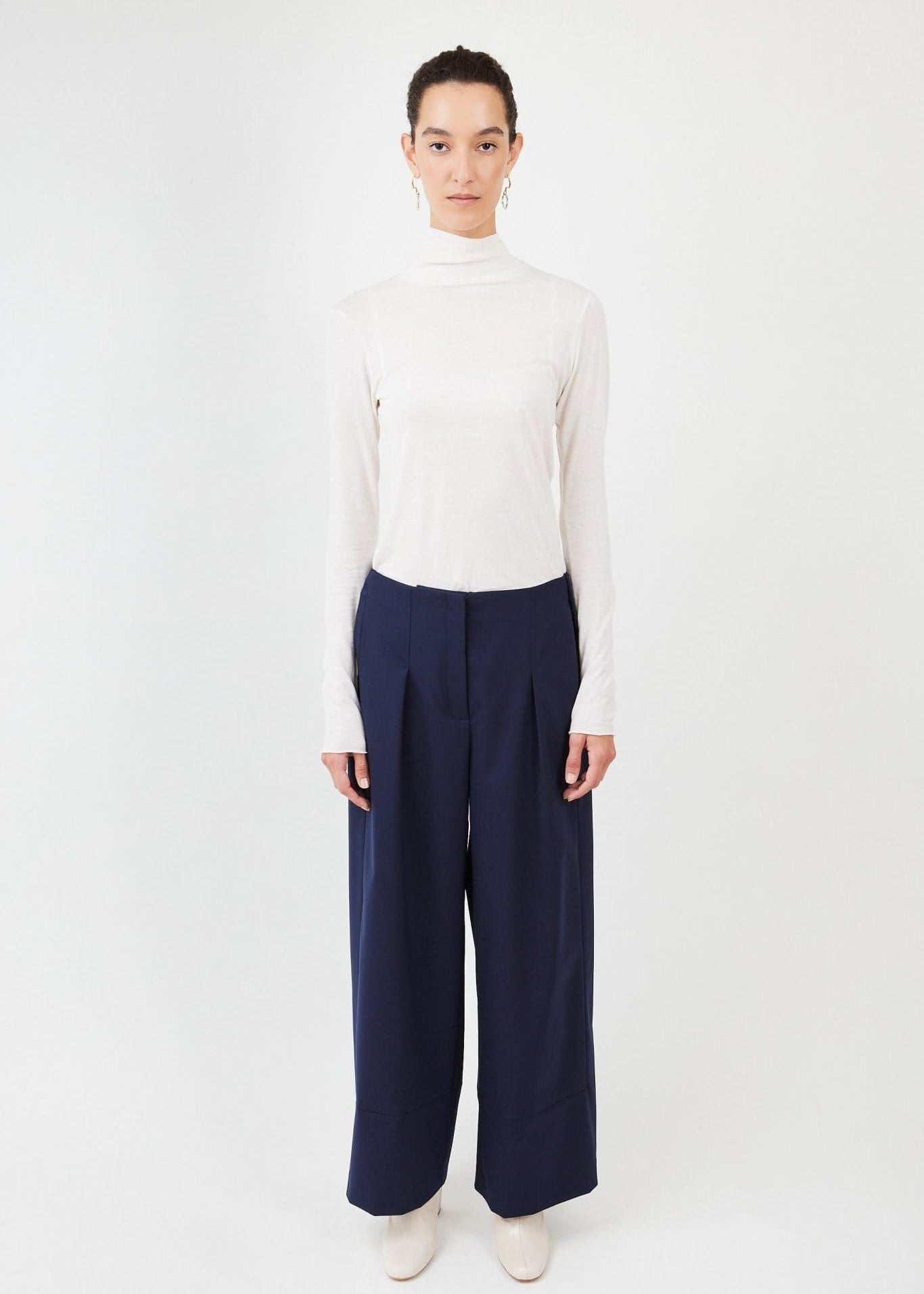 Suit Pants Half Waistband | Navy - Maison Marron et amis
